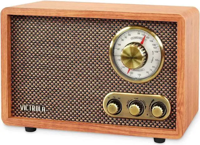 Main image of Victrola Willow  Retro Wood Bluetooth Radio with Built-in Speakers: Elegant & Vintage Design, Rotary AM/FM Tuning Dial, Bass & Treble Control, Wireless Streaming (Walnut)