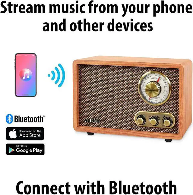 Alt view image 2 of 4 - Victrola Willow  Retro Wood Bluetooth Radio with Built-in Speakers: Elegant & Vintage Design, Rotary AM/FM Tuning Dial, Bass & Treble Control, Wireless Streaming (Walnut)