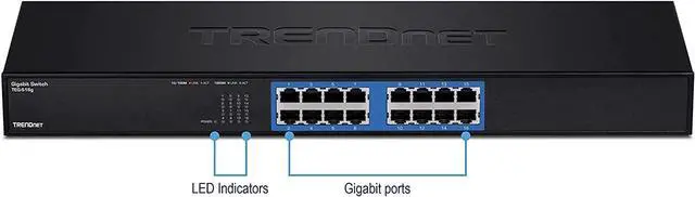 Alt view image 3 of 7 - TRENDnet - TEG-S16G 16-Port Unmanaged Gigabit GREENnet Switch, TEG-S16G, 16 x RJ-45 Ports, 32 Gbps Switching Capacity, Fanless, Rack Mountable, Network Ethernet Switch, Lifetime Protection Black