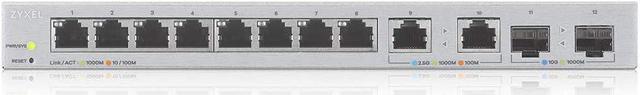 Alt view image 2 of 6 - Zyxel 12-Port Multi-Gigabit Ethernet Web Managed Switch | 2 x 2.5G | 2 x 10G SFP+ Fiber | 8 x GbE Ports | Plug & Play | Desktop or Wall-Mount | Ethernet Splitter | Lifetime Warranty | XGS1210-12