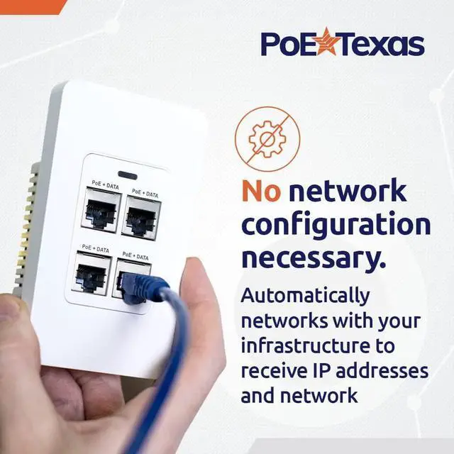 Alt view image 6 of 6 - 4 Port Inwall Gigabit PoE Extender - Power Over Ethernet in-Wall Switch Plate with IEEE 802.3bt Uplink & Full Passthrough VLAN, Extend WiFi Access Point, Computer Network, VoIP & More