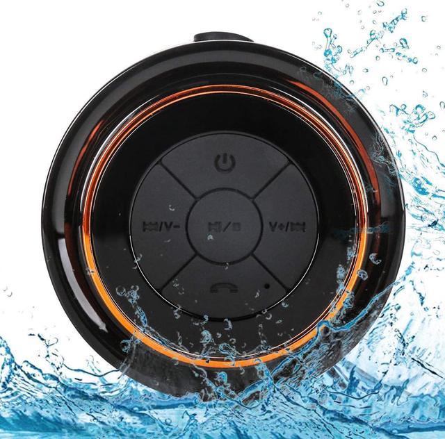 HAISSKY Bluetooth Shower Speakers, Portable Wireless Waterproof Speaker  Suction Cup, Pairs Easily to Phones, Tablets, Computer (Black & Orange)