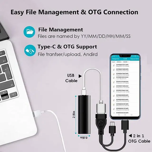 Alt view image 6 of 7 - Portable Voice Activated Recorder, 16GB Super Long 500 Hours Recording Capacity, 365 Standby Battery, Audio Recorder Continuous Recorder Device with Magnetic for Lectures Meetings