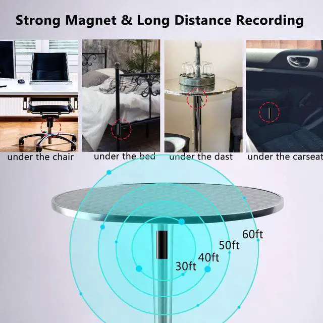 Alt view image 5 of 7 - Portable Voice Activated Recorder, 16GB Super Long 500 Hours Recording Capacity, 365 Standby Battery, Audio Recorder Continuous Recorder Device with Magnetic for Lectures Meetings