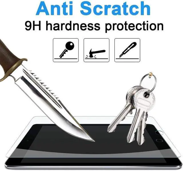 Alt view image 3 of 7 - iPad Air 2 Screen Protector [2 Pack] Premium Tempered Glass Film [9H Hardness] [Scratch-Resistant][HD Clear] iPad 6th generation screen protector iPad 9.7 screen protector iPad Air 1 Pro 5th 9.7-Inch
