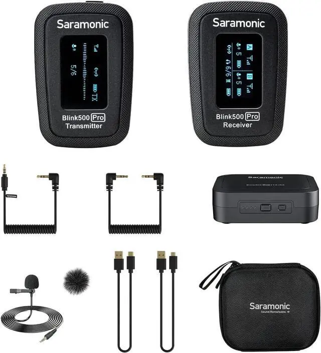 Main image of Saramonic Advanced 2.4 GHz Wireless Clip-On Microphone System with Lavalier & Dual-Channel Receiver for Cameras, Mobile Devices and More (Blink 500 Pro B1), Black,1x TX - TRS/TRRS, BLINK500PROB1