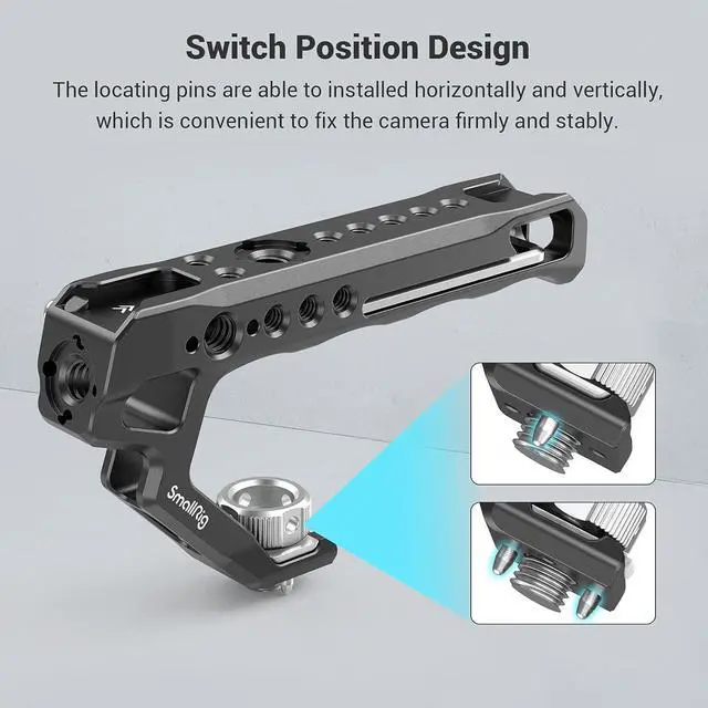 Alt view image 4 of 7 - Top Handle with Locating Holes for ARRI for Camera Cage, Ergonomic Design, with Anti-Off Designed Cold Shoe Adapter - 2165C