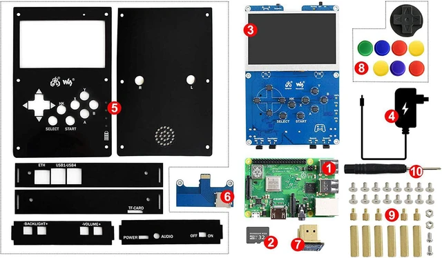 Alt view image 2 of 7 - Waveshare GamePi43 Portable Video Game Console Compatible with Raspberry Pi B+/2B/3B/3B+ 4.3inch IPS Display 800×480 Pixels Raspberry Pi 3B+ Included