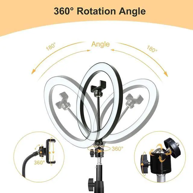 Alt view image 3 of 7 - Ring Light Dimmable with 3 Light Modes & 10 Brightness Level LED Ring Fill Lights for Phone Live Stream Makeup YouTube Shooting (C(10Ring Light with Clip))