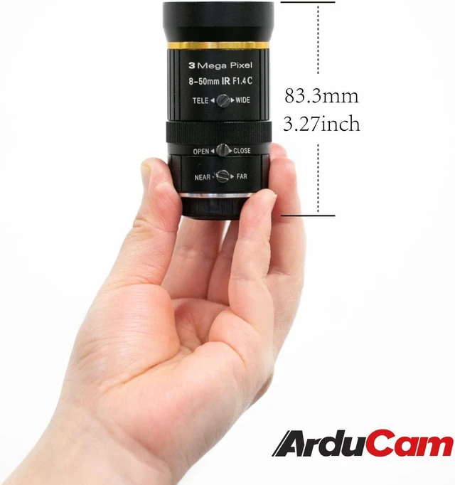 Alt view image 6 of 6 - 8-50mm C-Mount Zoom Lens for Raspberry Pi HQ Camera with C-CS Adapter