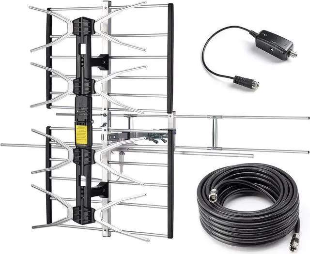 Main image of PBD Outdoor Digital HDTV Antenna with High Gain and Low Noise Amplifier, 40FT RG6 Coaxial Cable, 2 Way Splitter, 150 Miles Range, UHF and VHF, Easy Installation - Upgraded Version, Welcome to consult