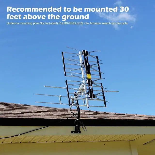 Alt view image 7 of 7 - PBD Outdoor Digital HDTV Antenna with High Gain and Low Noise Amplifier, 40FT RG6 Coaxial Cable, 2 Way Splitter, 150 Miles Range, UHF and VHF, Easy Installation - Upgraded Version, Welcome to consult