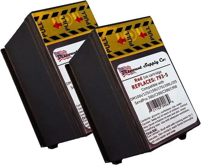 Main image of Discount Supply Company 2-Pack Compatibe 793-5 Red Ink Cartridge for P700, DM100i, DM125i, DM150i, DM175i, DM200L, DM225 Postage Meters