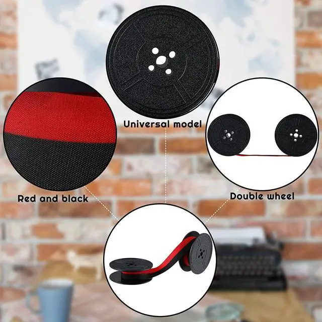 Alt view image 3 of 7 - Jecery 2 Pairs Universal Typewriter Ribbon Twin Spool Typewriter Ribbon Red and Black Twin Spool Replacement Pack for Most Typewriter