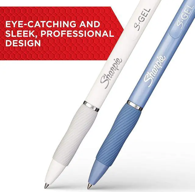 Alt view image 2 of 6 - Sharpie S-Gel Gel Pens, Frost Blue Barrel, Black Ink, Medium Point (0.7mm), 4 Count - School, Office Supplies, For Journaling, Writing, Note-Taking