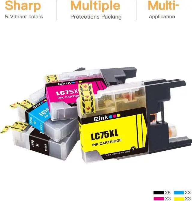 Alt view image 3 of 7 - E-Z Ink (TM) Compatible Ink Cartridge Replacement  LC75 LC71 LC79 XL to Use with MFC-J6510DW MFC-J6710DW MFC-J6910DW MFC-J280W MFC-J425W (5 Black, 3 Cyan, 3 Magenta, 3 Yellow) 14 Pack