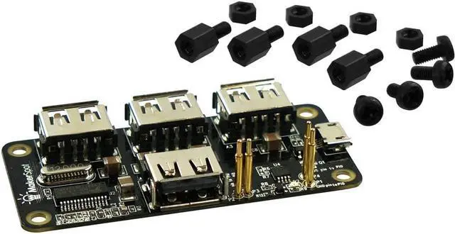 Alt view image 2 of 5 - MakerSpot 4-Port Stackable USB Hub HAT for Raspberry Pi Zero V1.3 (with Camera Connector) and Pi Zero W /2W (with Bluetooth & WiFi)