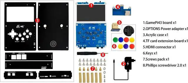 Alt view image 7 of 7 - GamePi43 Accessories Kit for Raspberry Pi 4B/3B+/3B/2B/B+ Portable Retro Video Handheld Game Console with 4.3inch IPS Display 800x480 Pixel 60 fps Smooth Gaming Experience Speaker Earphone Jack