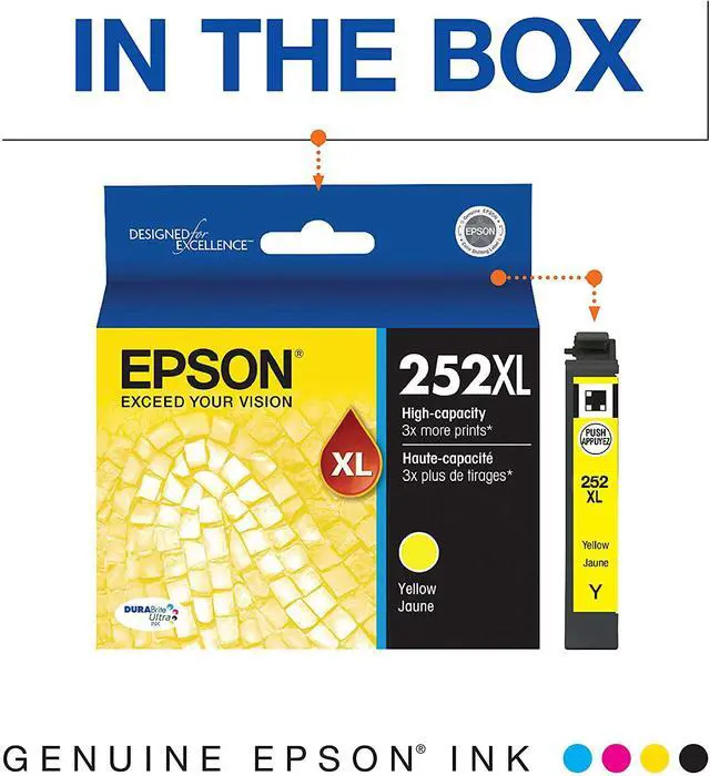 Alt view image 2 of 6 - Xiaogan T252 DURABrite Ultra Ink High Capacity Yellow Cartridge (T252XL420-S) for select Xiaogan WorkForce Printers