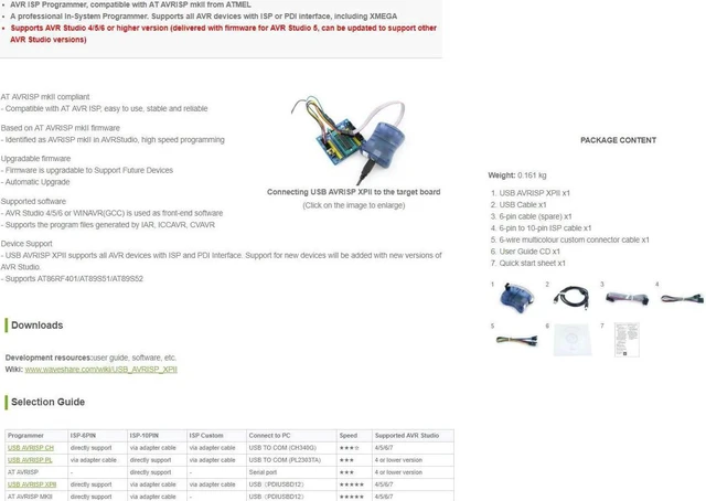 Alt view image 6 of 6 - Waveshare AVR Programmer USB AVRISP XPII Compatible with ATMEL at AVR ISP mk2 mkII in-System Programmer Supports AVR Studio 4/5/6/7 Or Higher Version