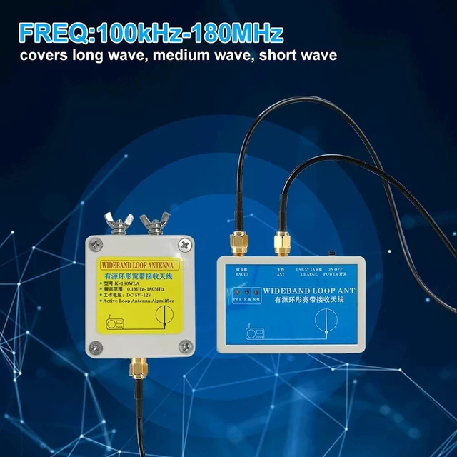 Alt view image 2 of 7 - K-180WLA Active Loop Broadband Antenna 100kHz-180MHz 20dBi, SDR Shortwave Small Loop with 10-Meter Feeder (TNC to SMA) & USB Supply