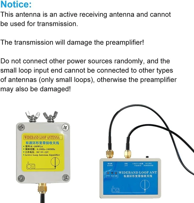Alt view image 6 of 7 - K-180WLA Active Loop Broadband Antenna 100kHz-180MHz 20dBi, SDR Shortwave Small Loop with 10-Meter Feeder (TNC to SMA) & USB Supply