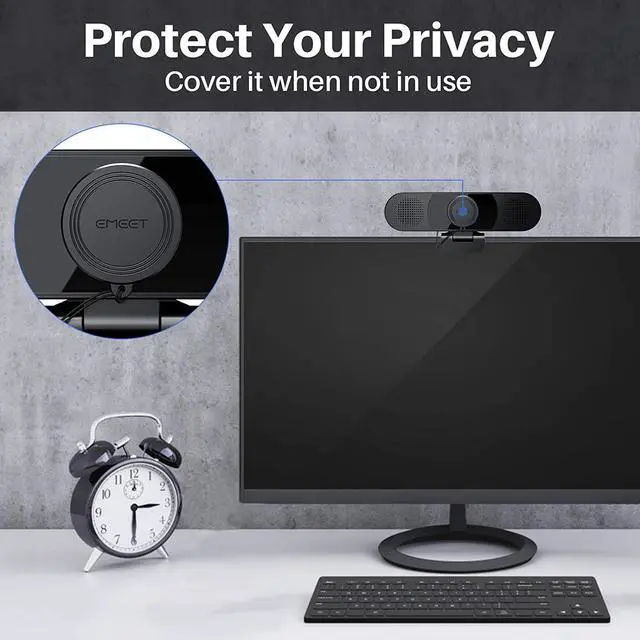 Alt view image 3 of 7 - EMEET 3 in 1 Webcam - 1080P Webcam with Microphone and Speakers, Noise Reduction, Auto Low Light Correction W/Cover, C980 Pro USB Camera Webcam 60°-98° for Video Conferencing Streaming/Gaming/Class