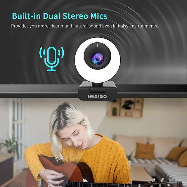 Alt view image 6 of 7 - NexiGo N620E 60FPS AutoFocus ePTZ Webcam, 2X Digital Zoom, Ring Light & Privacy Cover, [Software Included], 1080P FHD Streaming Web Camera, Dual Stereo Mics, for Zoom Skype Teams