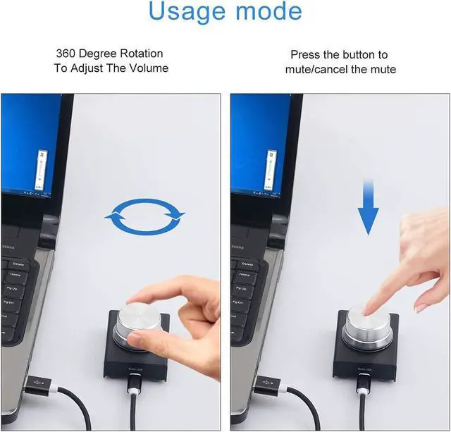 Alt view image 4 of 7 - USB Volume Control, AIMOS Lnline Volume Knob Lossless Audio Computer with 6.57ft USB Cable Mute Volume Control and PC Speakers Switch Control Module for XP, MAC, Vista, Win 7, 8, 10, Android Etc