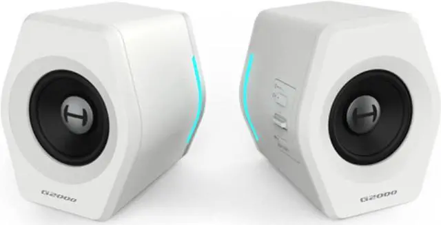 Main image of G2000 32W PC Computer Speakers for Gaming Desktop PC Laptop Mac Computer Woofer Speakers Bluetooth USB 3.5mm AUX Inputs RGB Lights Multimedia Speakers White