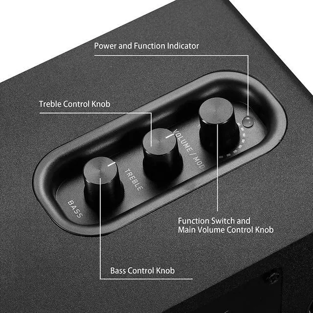 Alt view image 3 of 7 - SW208 3" Active Bluetooth 5.0 Bookshelf Speakers  60W Carbon Fiber Speaker Unit - Built-in 24bit DAC - Dynamic 3D Surround Sound  2.0 Computer PC Monitor Gaming Speakers (Pair, Black)