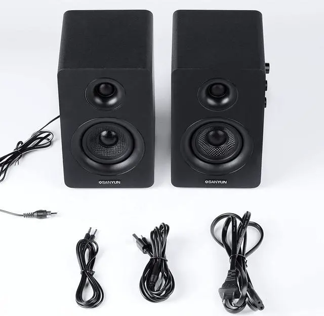 Alt view image 7 of 7 - SW208 3" Active Bluetooth 5.0 Bookshelf Speakers  60W Carbon Fiber Speaker Unit - Built-in 24bit DAC - Dynamic 3D Surround Sound  2.0 Computer PC Monitor Gaming Speakers (Pair, Black)