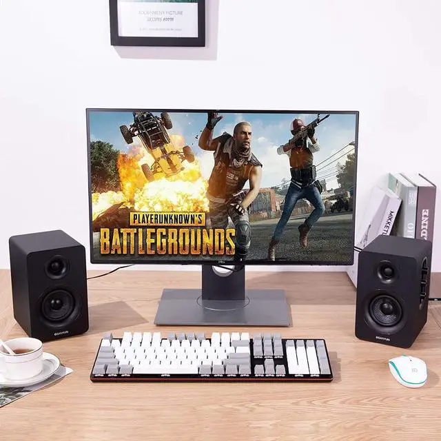 Alt view image 6 of 7 - SW208 3" Active Bluetooth 5.0 Bookshelf Speakers  60W Carbon Fiber Speaker Unit - Built-in 24bit DAC - Dynamic 3D Surround Sound  2.0 Computer PC Monitor Gaming Speakers (Pair, Black)