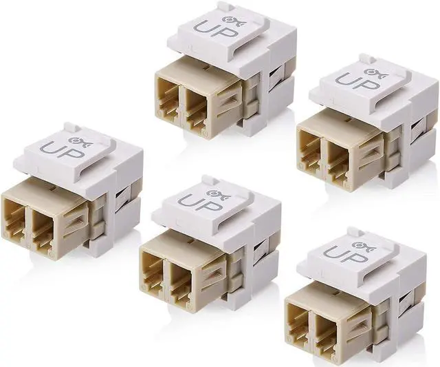 Main image of Cable Matters 5-Pack LC UPC Duplex Fiber Optic Keystone Coupler Jack, OM1/OM2/OM3/OM4 Multimode, OS2 Single Mode Support
