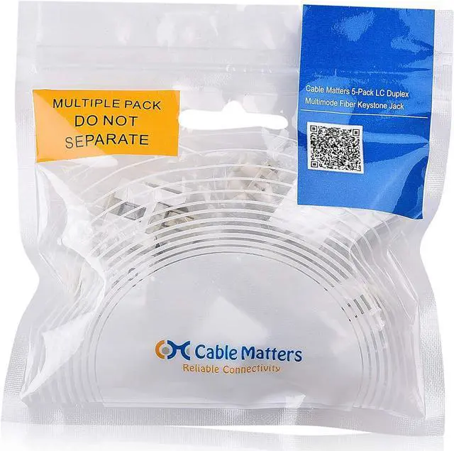 Alt view image 6 of 6 - Cable Matters 5-Pack LC UPC Duplex Fiber Optic Keystone Coupler Jack, OM1/OM2/OM3/OM4 Multimode, OS2 Single Mode Support