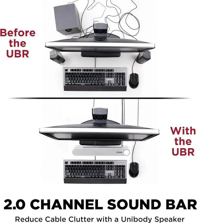 Alt view image 6 of 7 - GOgroove Computer Speaker Mini Soundbar - USB Powered PC Sound Bar with Easy Setup Wired AUX, Stereo Audio, Microphone Port, Volume Control Knob, Under Monitor Design for Desktop (White)