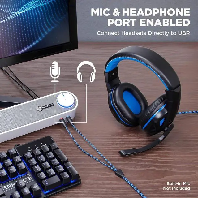 Alt view image 5 of 7 - GOgroove Computer Speaker Mini Soundbar - USB Powered PC Sound Bar with Easy Setup Wired AUX, Stereo Audio, Microphone Port, Volume Control Knob, Under Monitor Design for Desktop (White)