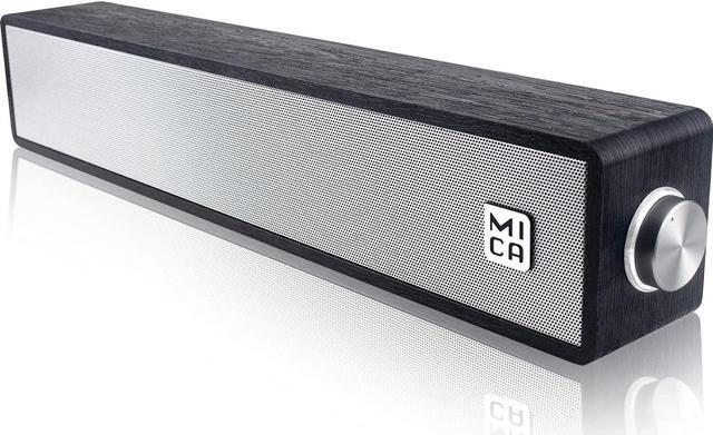 Main image of MICA Computer Speakers, Bluetooth 5.0 Wireless Computer Sound Bar, Wooden Mini Soundbar, USB Powered PC Speakers for Computer Laptop Smartphone Tablet, Aux Connection, Comes with Adapter, Black (M30T)