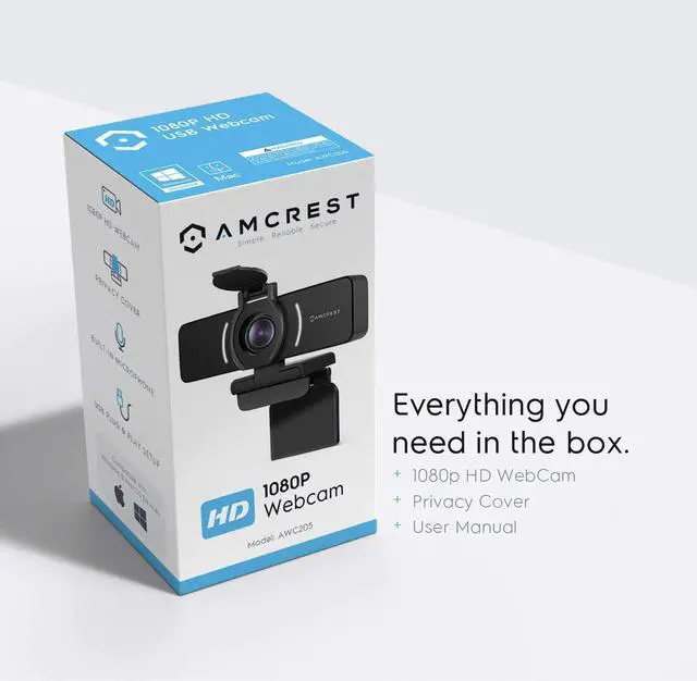 Alt view image 7 of 7 - Amcrest 1080P Webcam with Microphone & Privacy Cover, Web Cam USB Camera, Computer HD Streaming Webcam for PC Desktop & Laptop w/Mic, Wide Angle Lens & Large Sensor for Superior Low Light (AWC205)