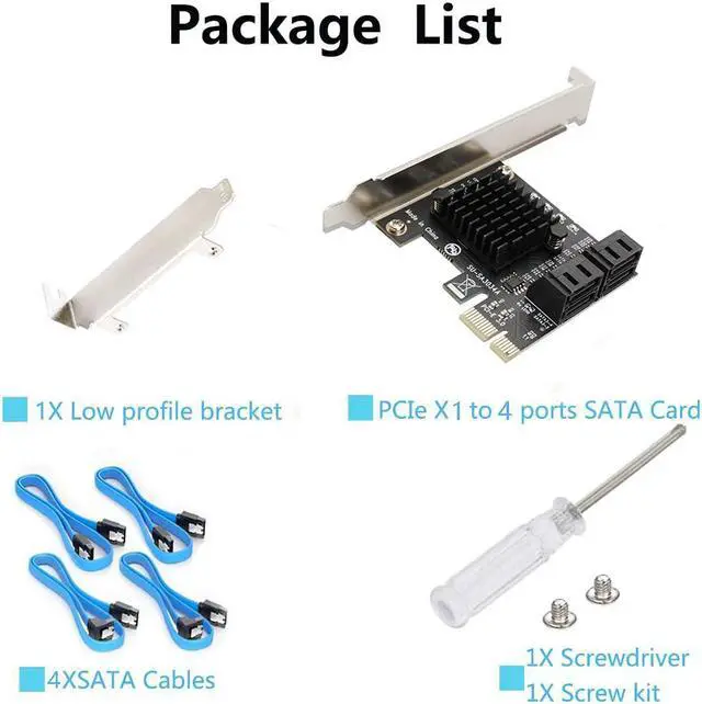 Alt view image 6 of 7 - Ziyituod SATA Card,PCIE 3.0, 4 Port with 4 SATA Cables, 6 Gbps SATA Controller PCI Express Expression Card with Low Profile Bracket, Boot as System Disk, Non Raid, Support 4 SATA 3.0 Devices