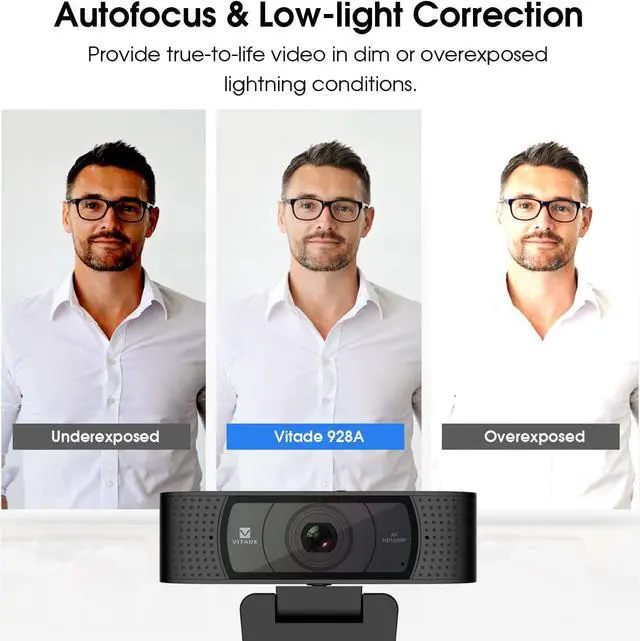 Alt view image 4 of 6 - HD Webcam 1080P with Microphone & Cover Slide, 928A Pro USB Computer Web Camera Video Cam for Streaming Gaming Conferencing Mac Windows PC Laptop Desktop