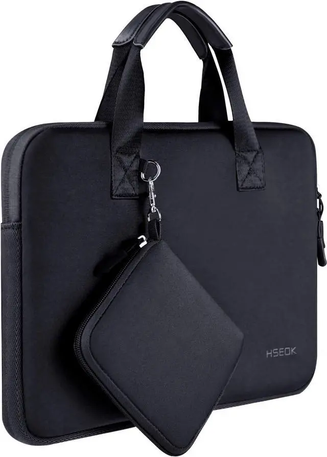 Main image of Hseok 13-14 inches Laptop Sleeve Elastic Neoprene Case, Water Repellent Notebooks Hand Bag with Handle and Small Case,Black