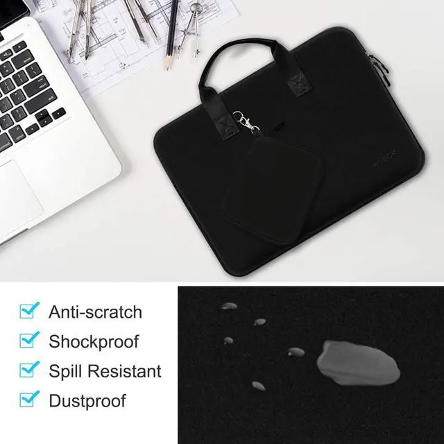 Alt view image 4 of 7 - Hseok 13-14 inches Laptop Sleeve Elastic Neoprene Case, Water Repellent Notebooks Hand Bag with Handle and Small Case,Black