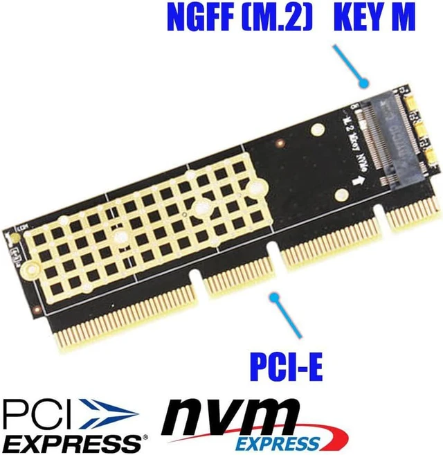 Alt view image 2 of 7 - HLT M.2 NGFF NVMe SSD to PCIE 3.0 X16/X8/X4 Adapter for 1U/2U Server and Low Profile PC