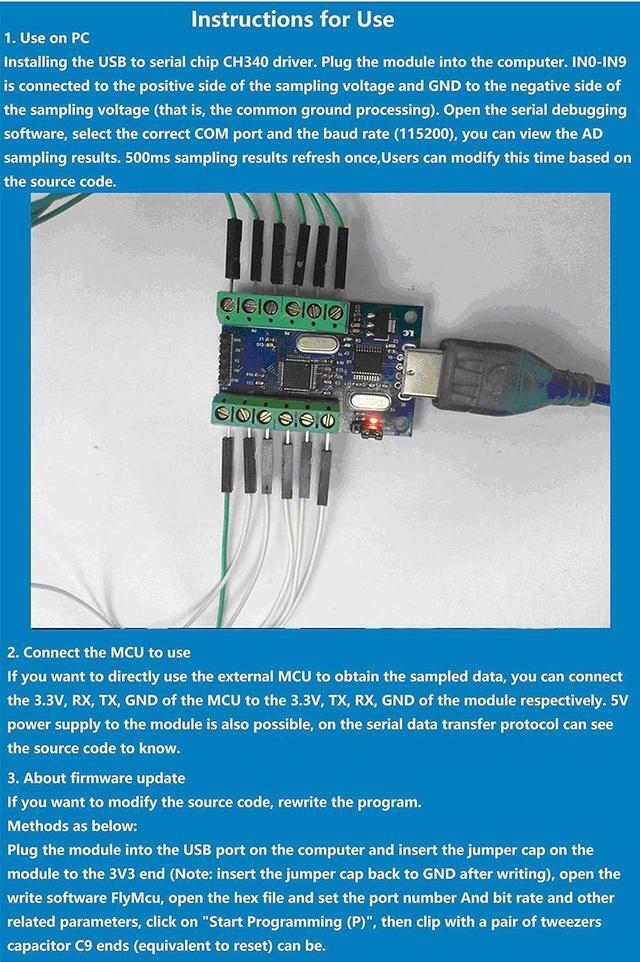 Alt view image 4 of 7 - USB 10-Channel 12-Bit AD Data Acquisition Module STM32 UART Communication USB to Serial Chip CH340 ADC Module
