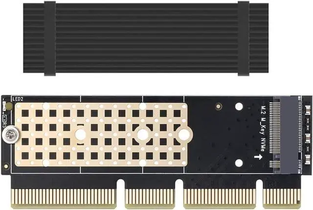 Main image of NVME Adapter PCIe x16 with Heat Sink, Support M.2 NVMe Key M SSD 2230,2242,2260,2280 SSD to PCI-E Adapter for PC Desktop