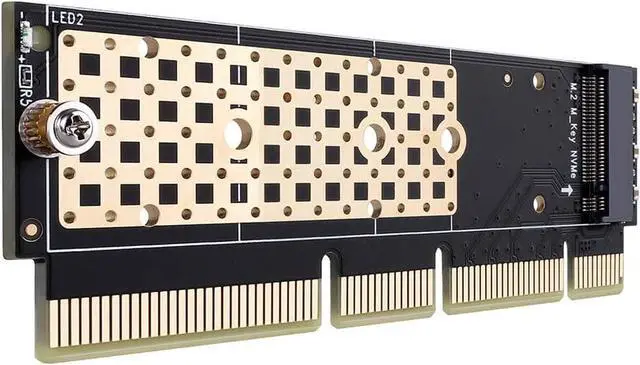 Alt view image 2 of 7 - NVME Adapter PCIe x16 with Heat Sink, Support M.2 NVMe Key M SSD 2230,2242,2260,2280 SSD to PCI-E Adapter for PC Desktop