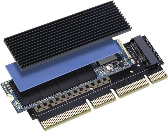 Alt view image 5 of 7 - NVME Adapter PCIe x16 with Heat Sink, Support M.2 NVMe Key M SSD 2230,2242,2260,2280 SSD to PCI-E Adapter for PC Desktop