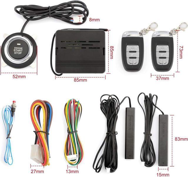 Alt view image 3 of 7 - Car Alarm System Push Start System Smart Key PKE Car Security Alarm Passive Keyless Entry Engine Start Stop Push Button Remote Starter Shock Sensor Alarm Universal for Most 12V Cars