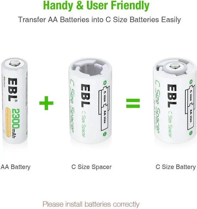 Alt view image 5 of 7 - EBL Black Batteries Box Include : Rechargeable 8 AA Batteries + 4 AAA Batteries + 40Min iQuick Battery Charger and 2Pcs C/D Converters with Battery Storage Organizer